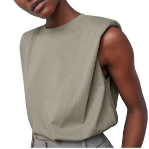 Aritzia Women’s Babaton 100% Cotton Muscle Tee Tank Top With Shoulder Pads